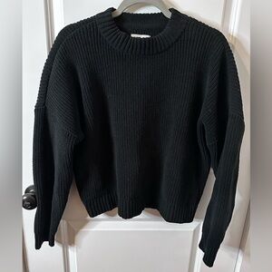 Abercrombie & Fitch Black Chenille Crew Sweater in Black